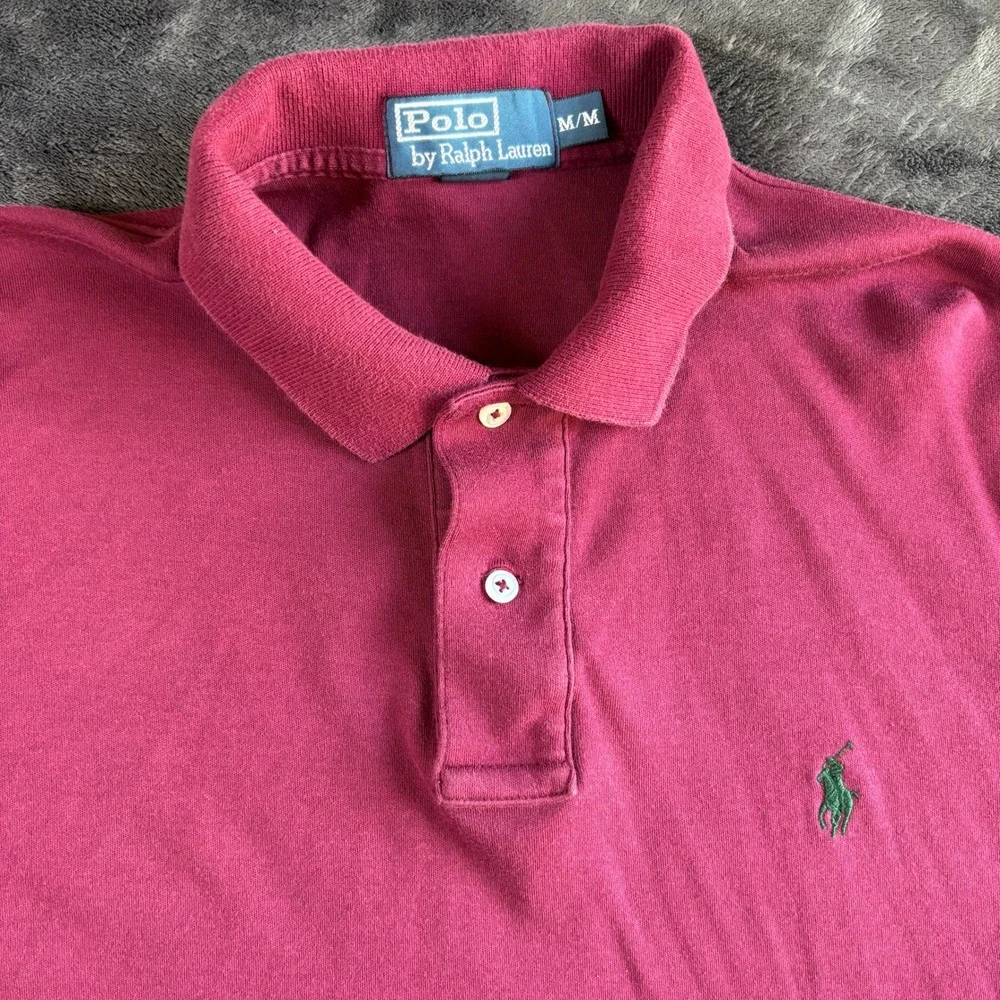 Polo Ralph Lauren Mens‎ Medium Burgundy Short Sleeve Pique Cotton Polo Shirt